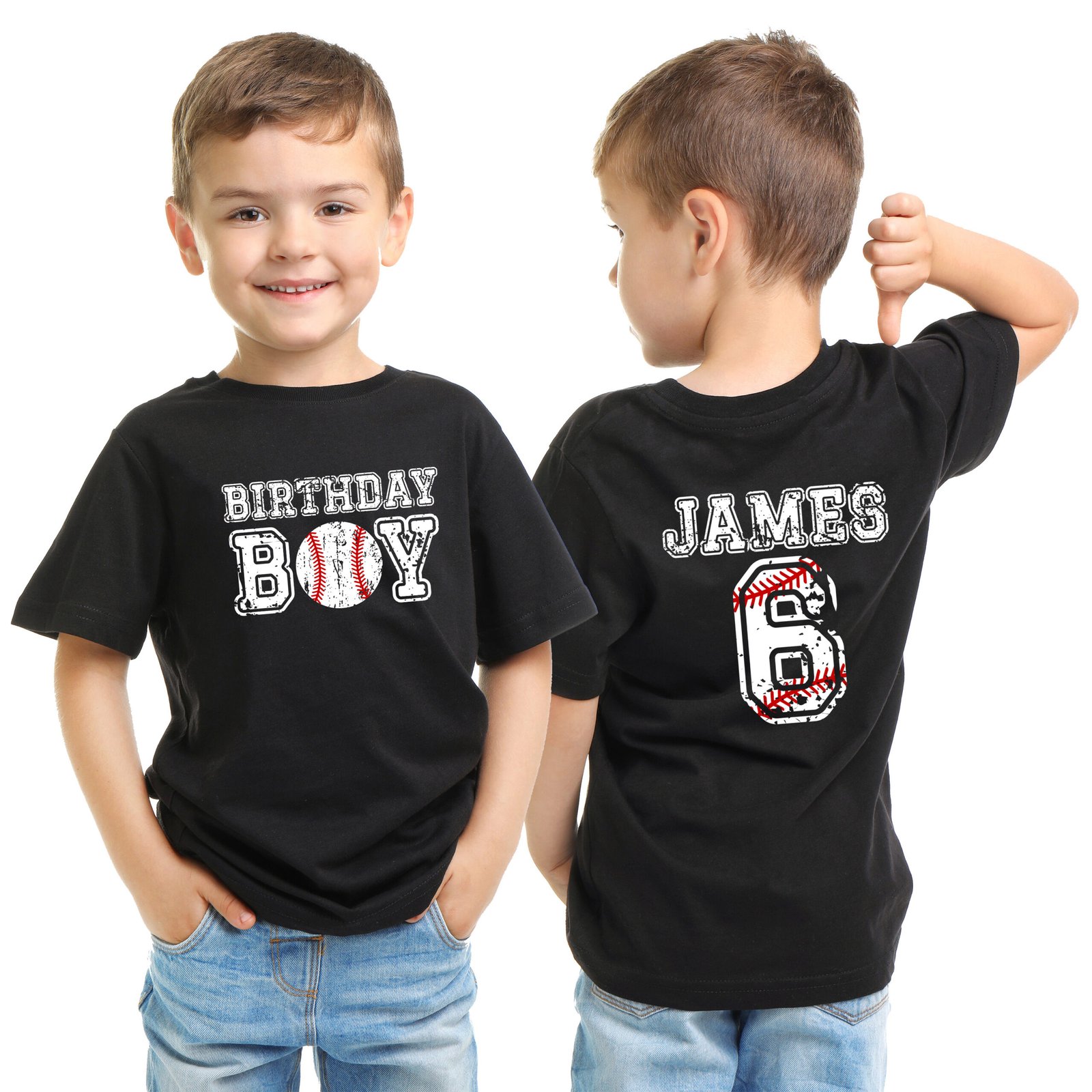 Baseball Birthday Boy T Shirt, Personalized Baseball Family Birthday Shirt, Front and Back Print Baseball Birthday Shirt